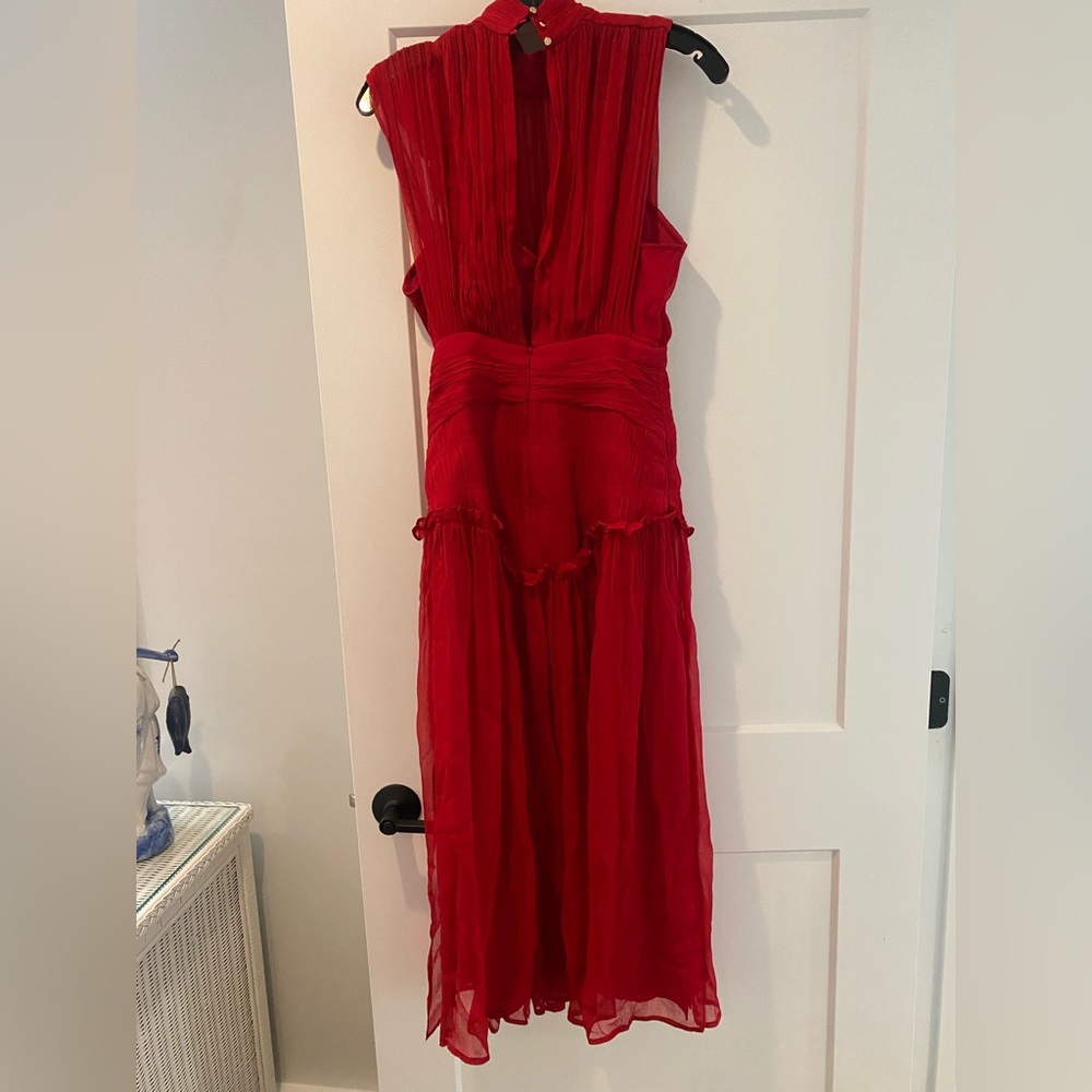 SHONA JOY LÈONIE HIGH NECK MIDI DRESS SCARLETT 2022 Fall Season - Picture 4 of 7